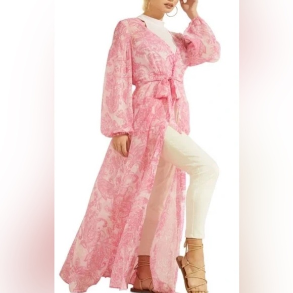 Women’s GUESS Paisley Pink‎ Princesss Fairy Button Down Duster. Size Medium. - Picture 10 of 10